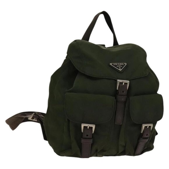 PRADA Backpack Nylon Green Silver Auth 135051 - Picture 1 of 16